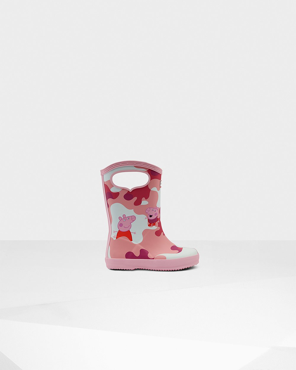 Kids Hunter Original First Peppa Pig Grab Handle | Rain Boots Pink | NZ-24870-UEMH